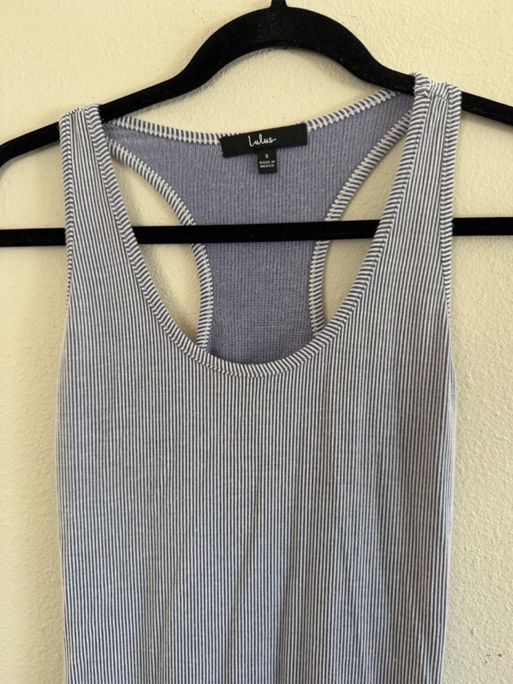 Lulus Small Blue Ribbed Racerback Maxi Dress - Picture 2 of 5